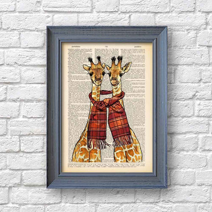 Giraffes with a scarf art print S&G Studio