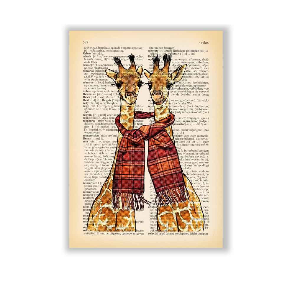 Giraffes with a scarf art print S&G Studio