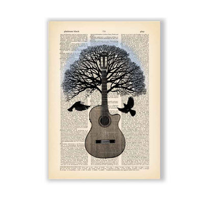 Guitar and Black Birds art print S&G Studio