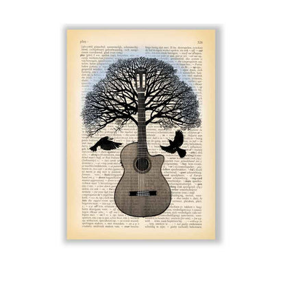 Guitar and Black Birds art print S&G Studio