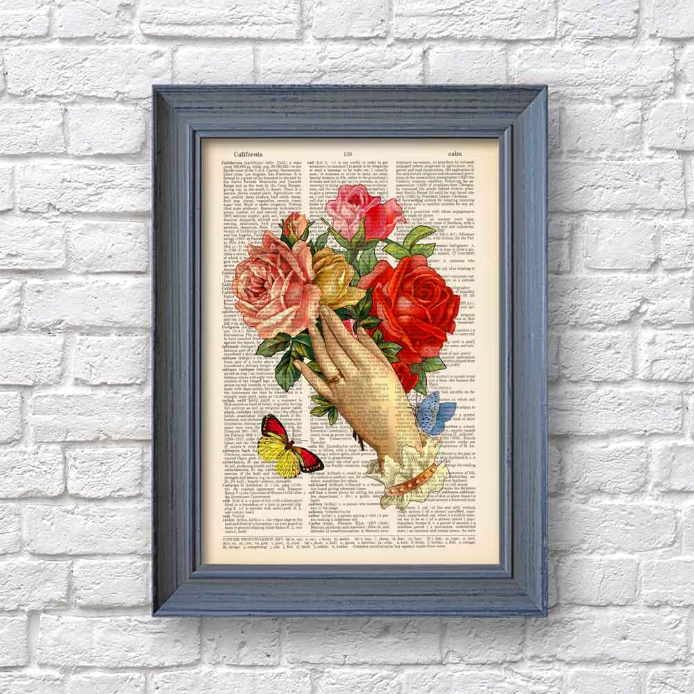 Hand with flowers art print S&G Studio