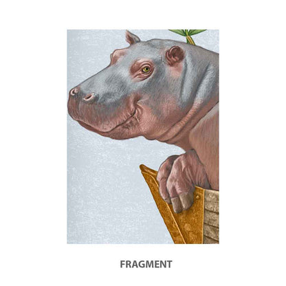 Hippo and Dragonflies Art Print S&G Studio fragment