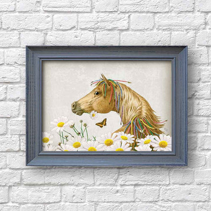 Horse and daisies art print S&G Studio