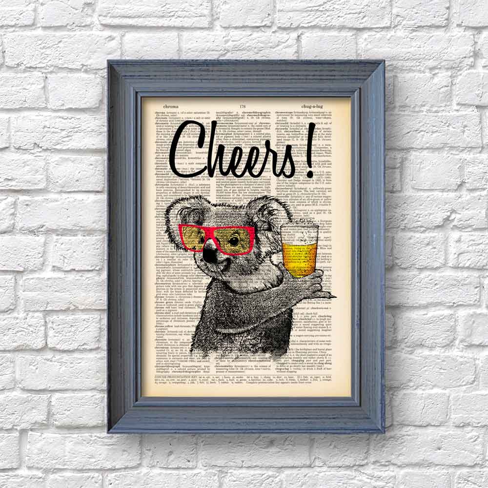 Koala with a glass of beer art print S&G Studio