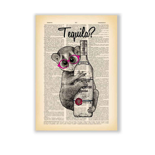 Lemur and Tequila art print S&G Studio