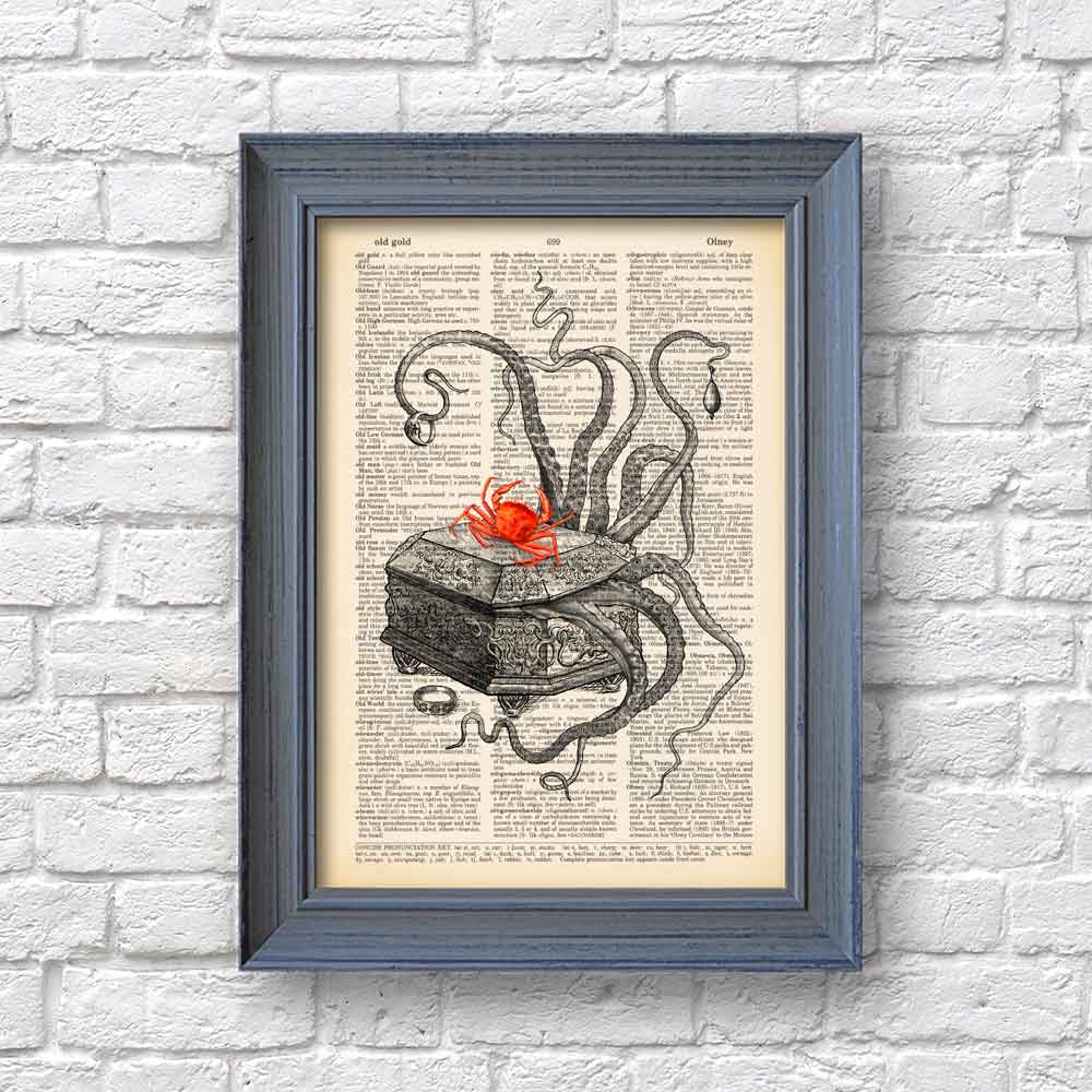 Octopus in jewellery box art print S&G Studio