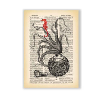 Octopus and Seahorse art print S&G Studio