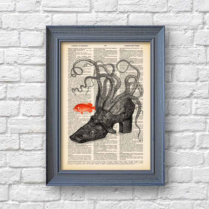 Octopus in shoe art print S&G Studio