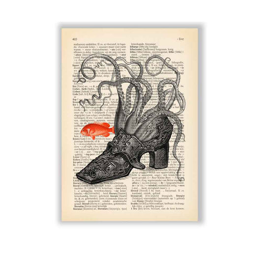 Octopus in shoe art print S&G Studio