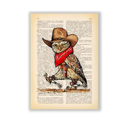 Owl Cowboy art print S&G Studio