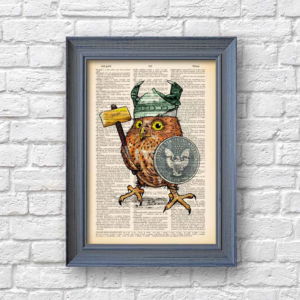 Owl Viking Warrior art print S&G Studio