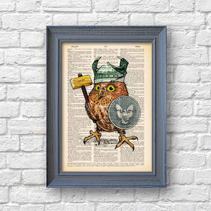 Owl Viking Warrior art print S&G Studio