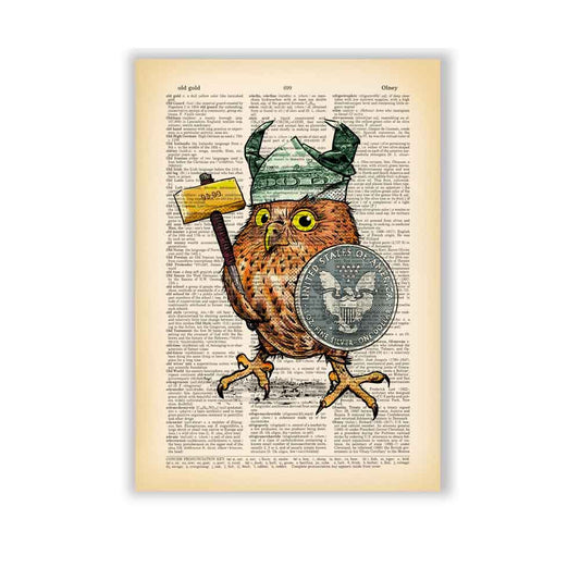 Owl Viking Warrior art print S&G Studio