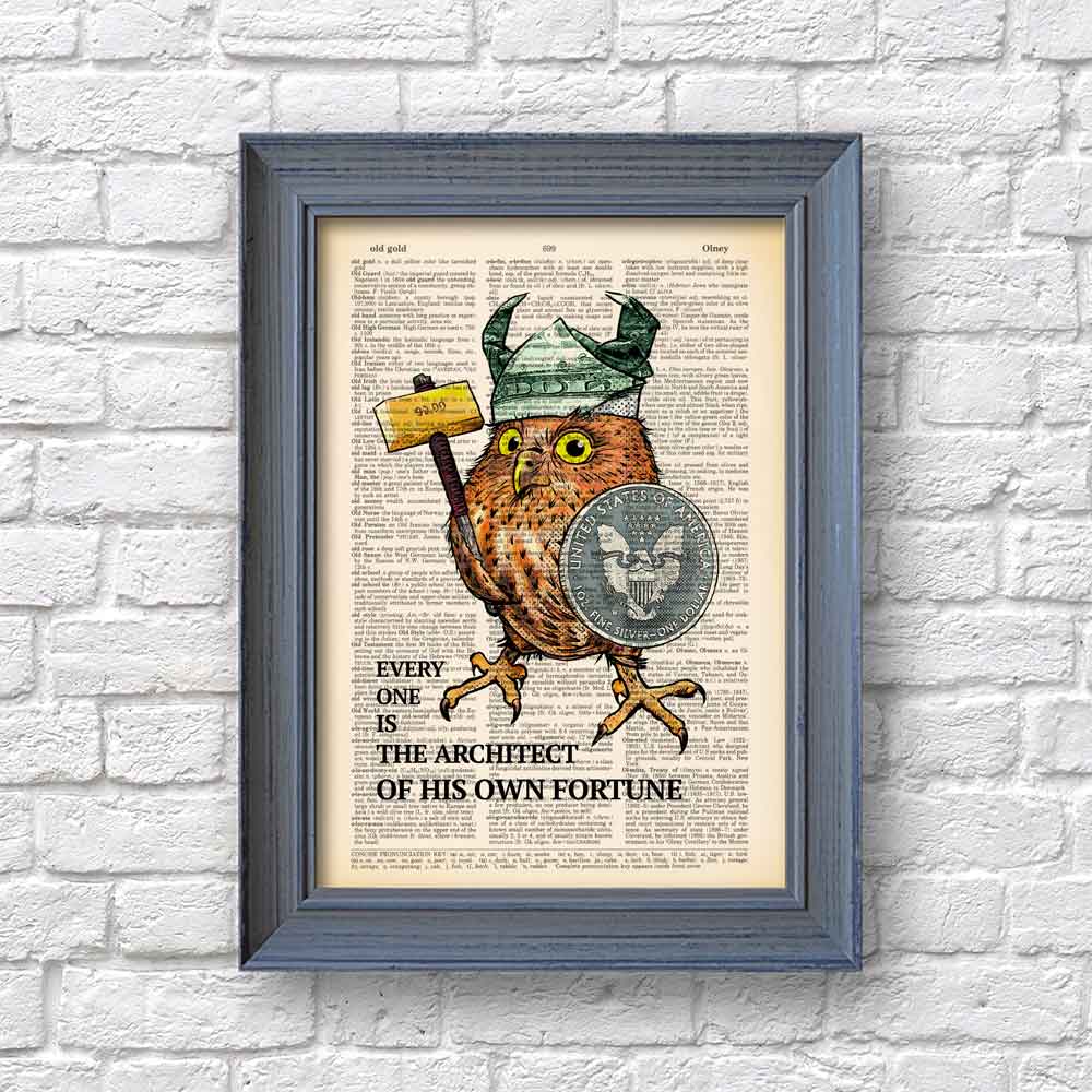 Owl Viking with quote art print S&G Studio