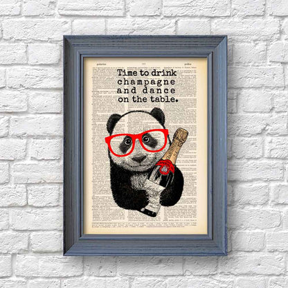 Panda with Champagne art print S&G Studio