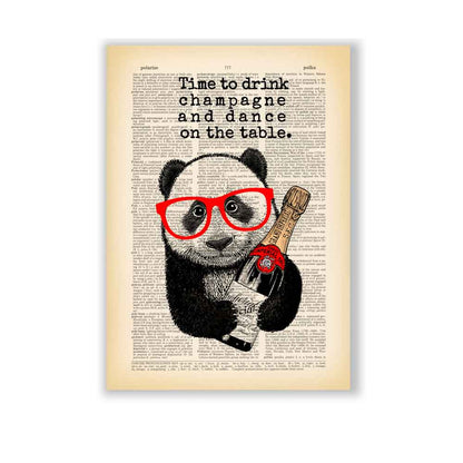 Panda with Champagne art print S&G Studio