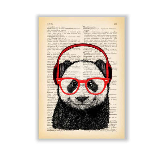 Panda with a headphones art print S&G Studio