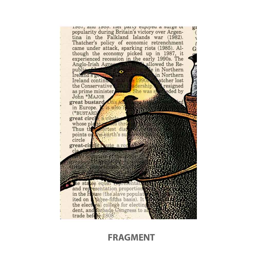 Penguins riding a kick scooter art print S&G Studio fragment