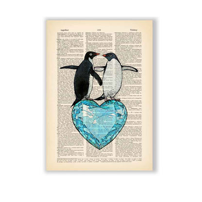 Penguins with a heart art print S&G Studio