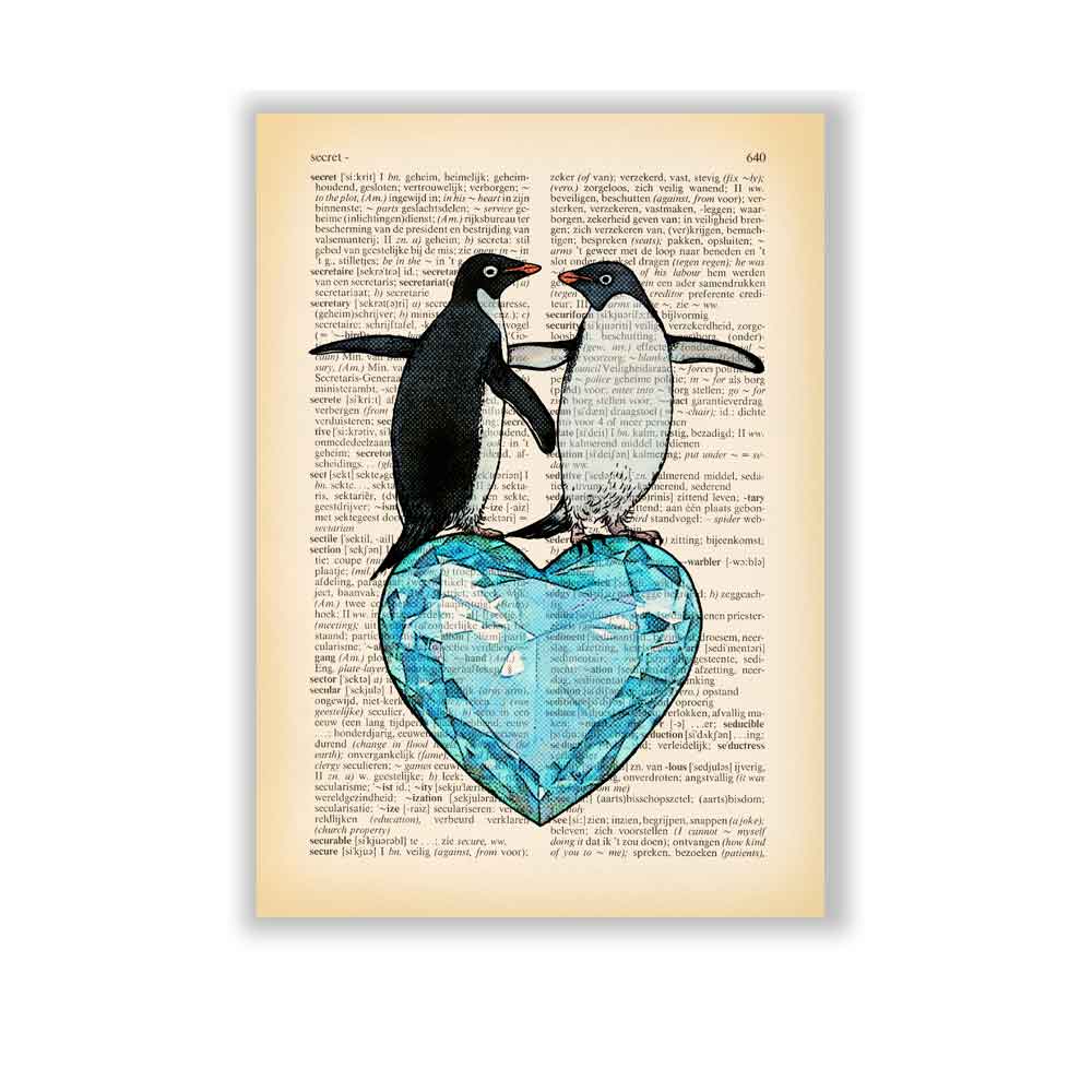 Penguins with a heart art print S&G Studio