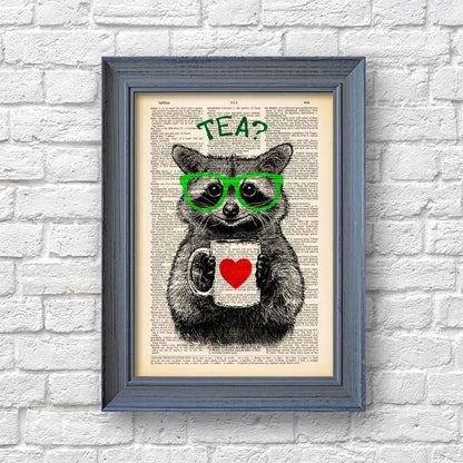 Tea Time with Raccoon art print S&G Studio