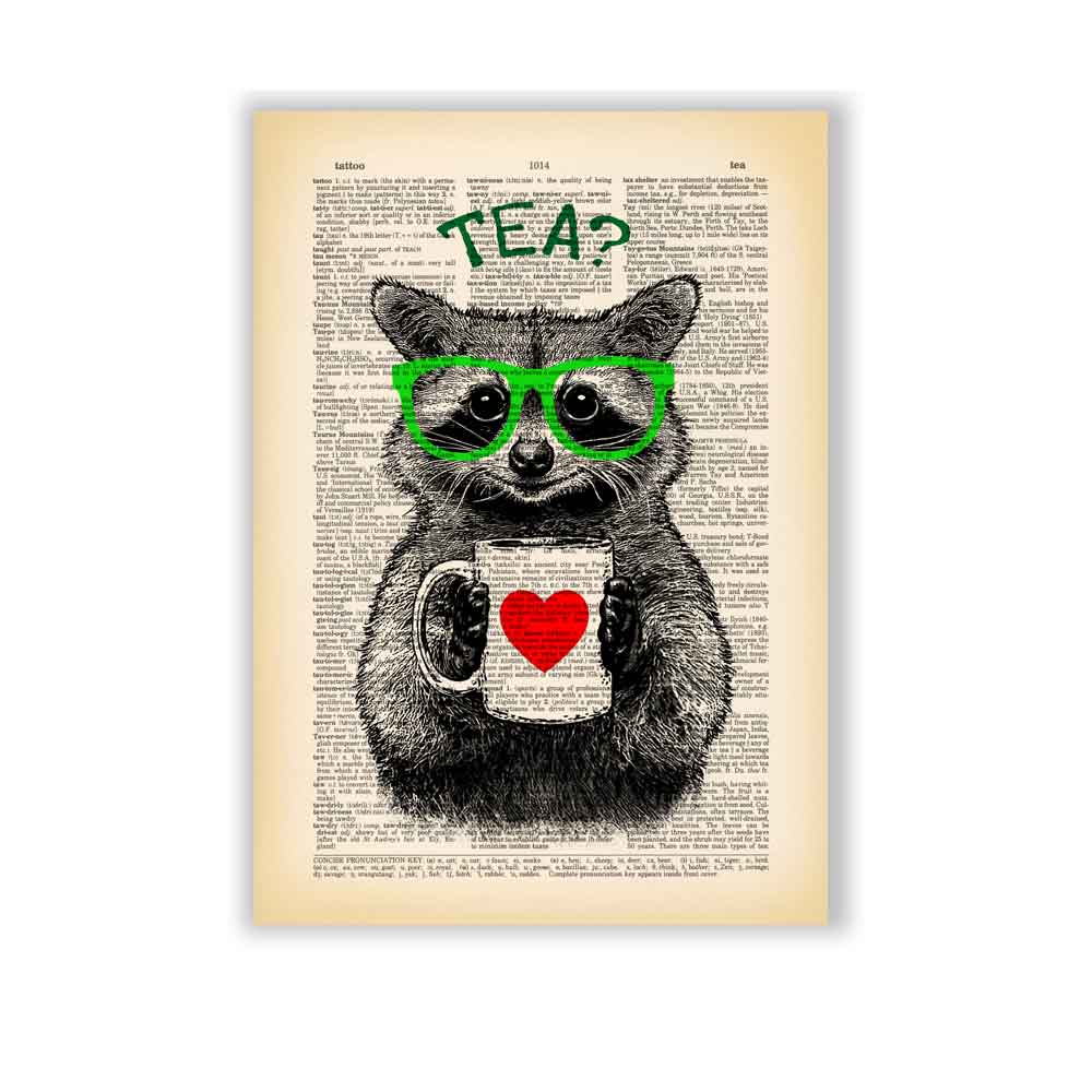 Tea Time with Raccoon art print S&G Studio