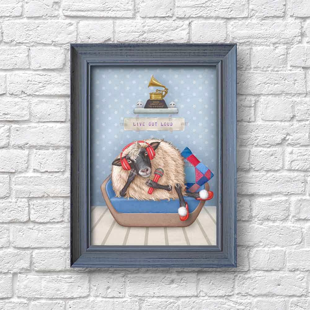 Singing Sheep Art Print S&G Studio