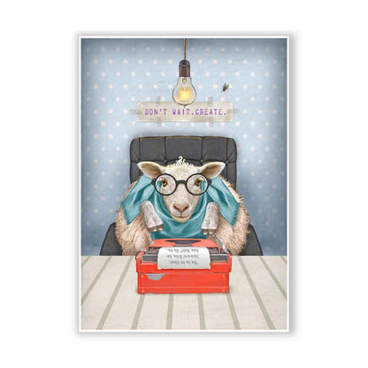 Sheep Writer with Typewriter Art Print S&G Studio