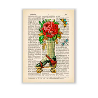 Roller skate shoe with flowers art print S&G Studio