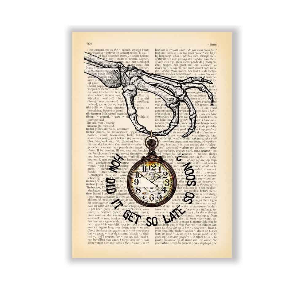 skeleton hand with watch art print S&G Studio