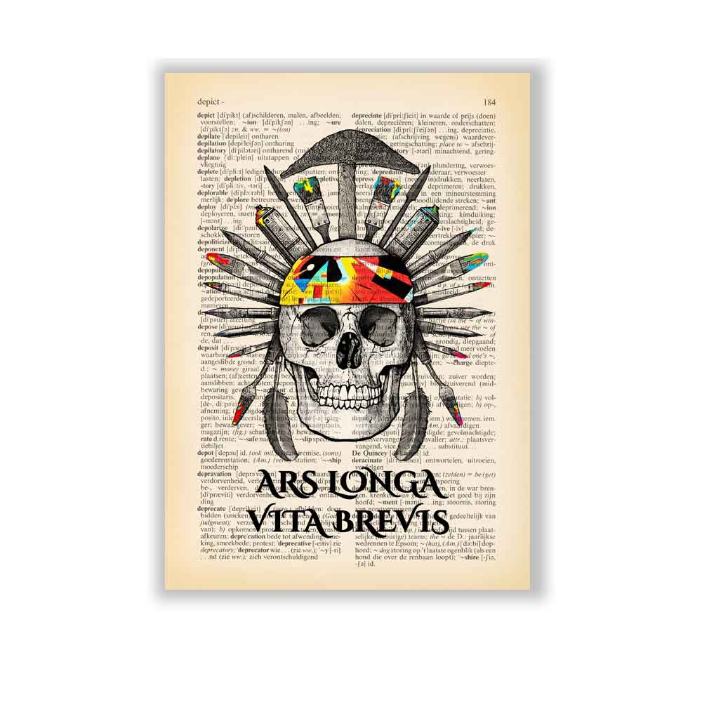 Skull with latin quote art print S&G Studio