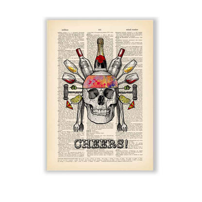 Skull with wine art print S&G Studio