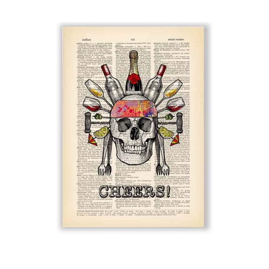 Skull with wine art print S&G Studio