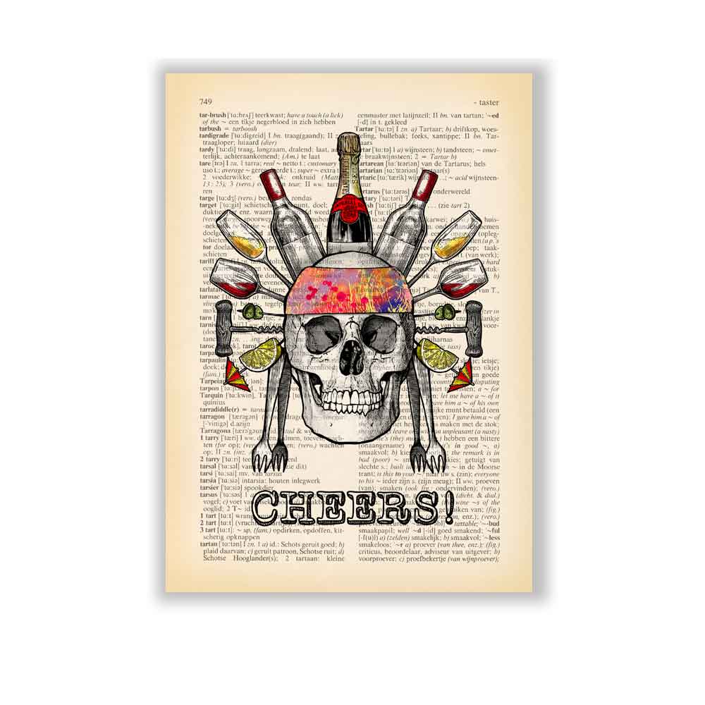 Skull with wine art print S&G Studio