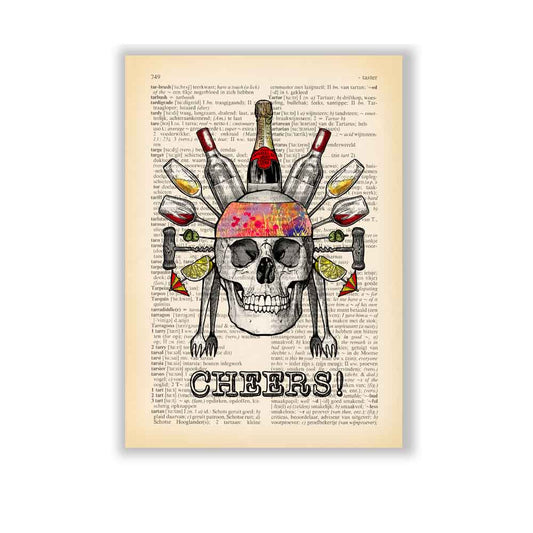 Skull with wine art print S&G Studio