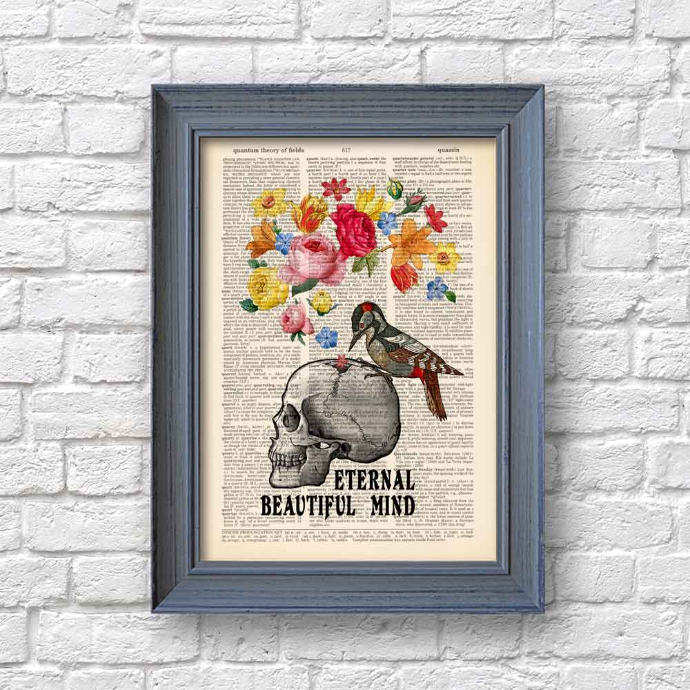 Skull with flowers art print S&G Studio