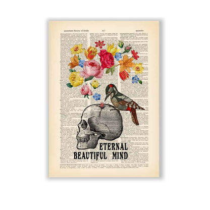 Skull with flowers art print S&G Studio