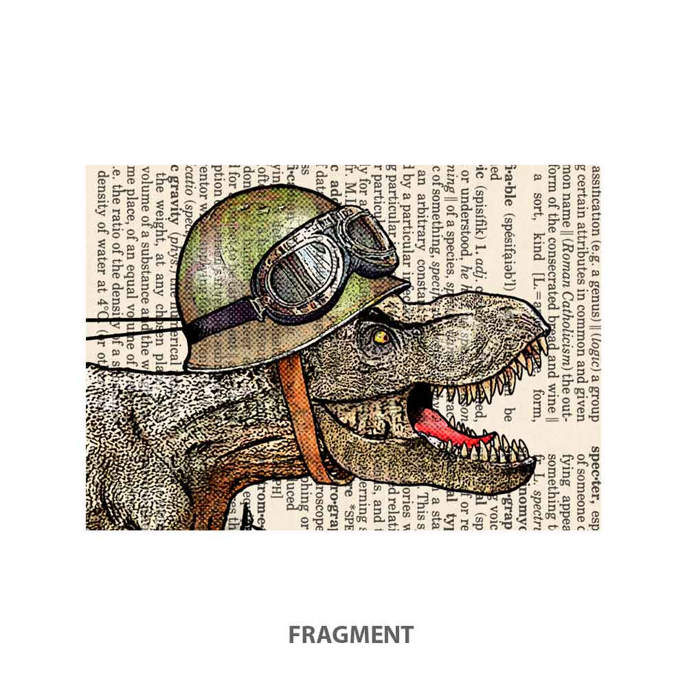 T Rex on motorbike art print S&G Studio fragment