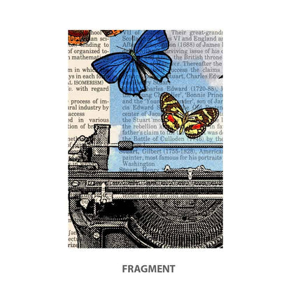 Typewriter and butterflies art print S&G Studio fragment