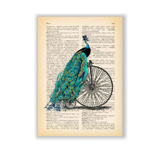 Peacock on Bicycle Art Print S&G Studio