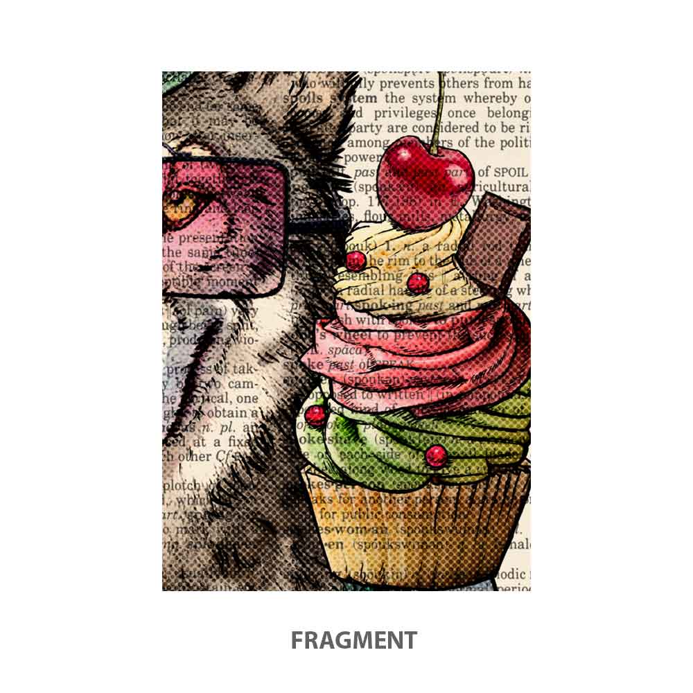 Wolf with cupcake art print S&G Studio fragment