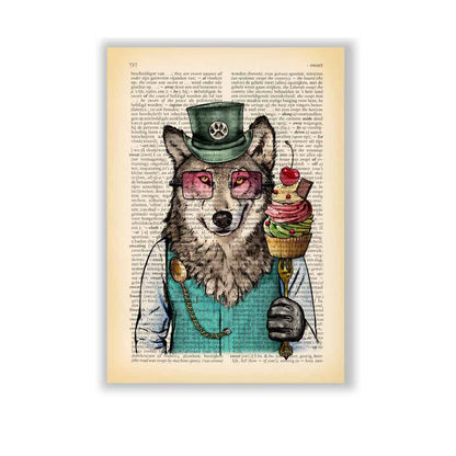 Wolf with cupcake art print S&G Studio small