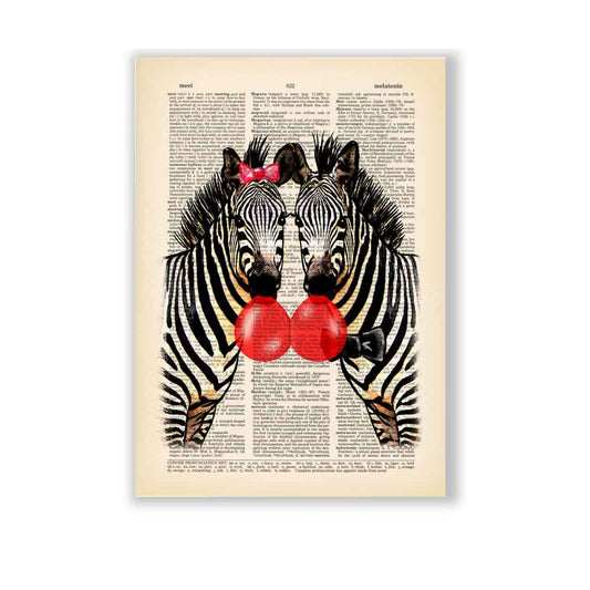 Zebras with bubblegum art print S&G Studio